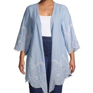 3/$30 Embroidered Kimono, Chambray